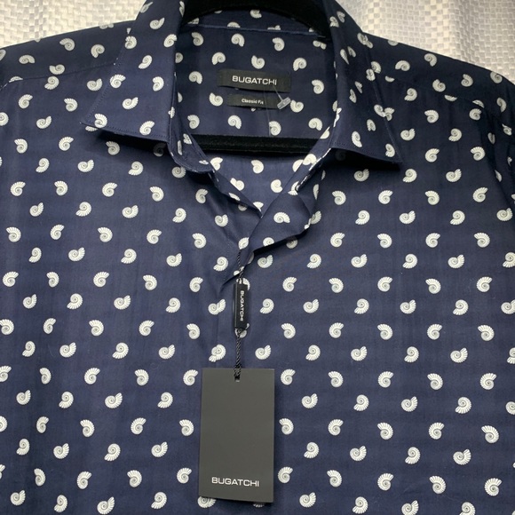 Bugatchi Men’s Classic Fit Short Sleeve shirt Size Large, Deep Navy colour - Picture 7 of 8